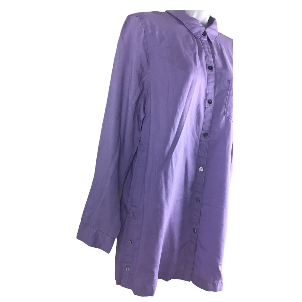 J. Jill Women’s Size Medium Viola Purple Button Down Shirt Button Sides Tencel - Picture 4 of 12